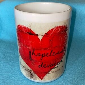 RELIGIOUS heart mug coffee cup “Hopelessly Devoted Psalm 18:1” Made in USA Rare